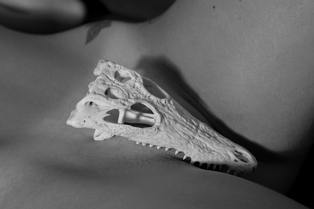 Nicola Vallotto fashion photography photographer milan streestyle editorial lookbook skull nude nuda blackandwhite bw fineart crocodile